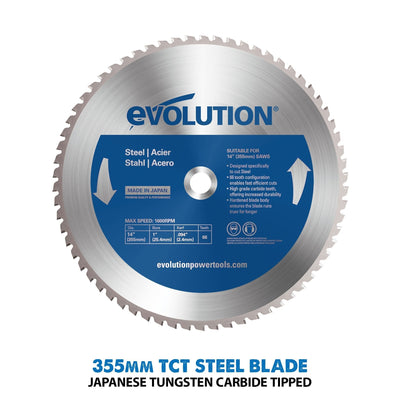 Evolution S355CPS Chop Saw With 355mm TCT Mild Steel Cutting  Blade