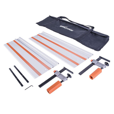Evolution S210CCS 210mm Heavy Duty Metal Cutting Circular Saw Track Adaptor & 1.4m 2-Piece Track Kit Bundle (2x700mm)