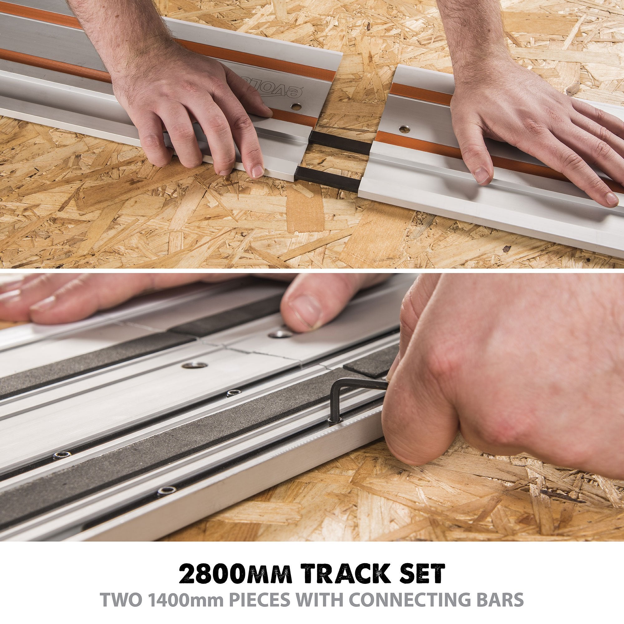 Evolution ST2800-G2 Universal 2.8m Circular Saw Track (2x 1400mm ) With Self-Aligning Connectors