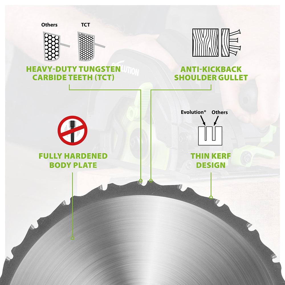 Evolution 165mm Multi-Material Cutting 14T Circular Saw Blade