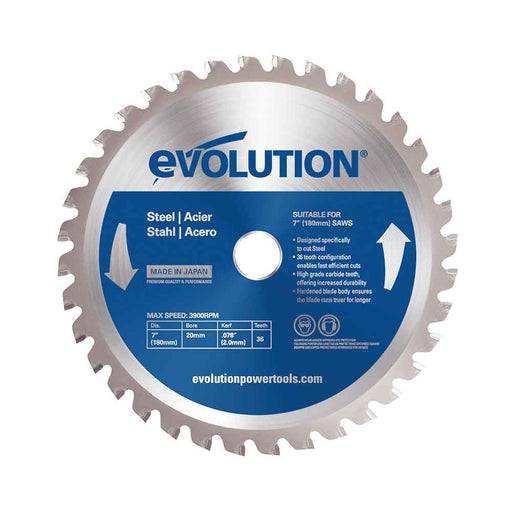 Evolution 180mm Mild Steel Cutting 36T Blade (For Circular Saws & Chop Saws Only) - Evolution Power Tools UK