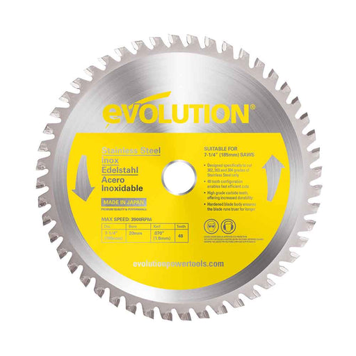 Evolution 180mm Stainless Steel Cutting 48T Blade - Evolution Power Tools UK