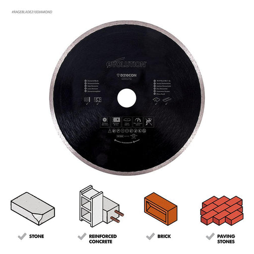 Evolution 210mm Diamond Blade - Evolution Power Tools UK