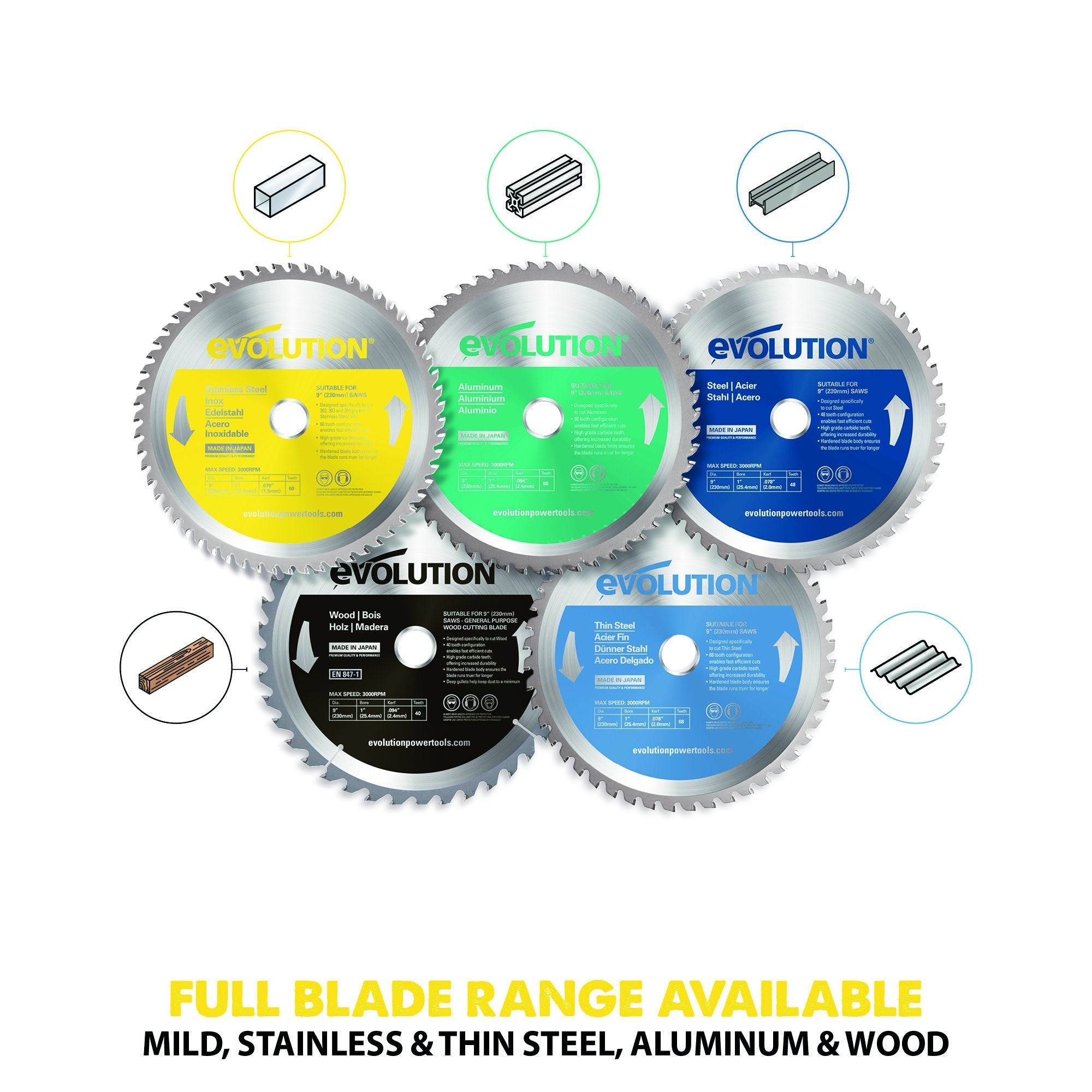 Evolution 230mm Stainless Steel Cutting 60T Blade