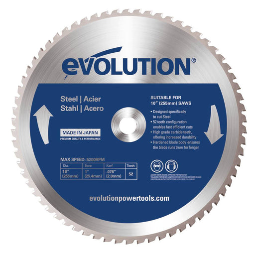 Evolution 255mm Mild Steel Cutting 52T Blade - Evolution Power Tools UK