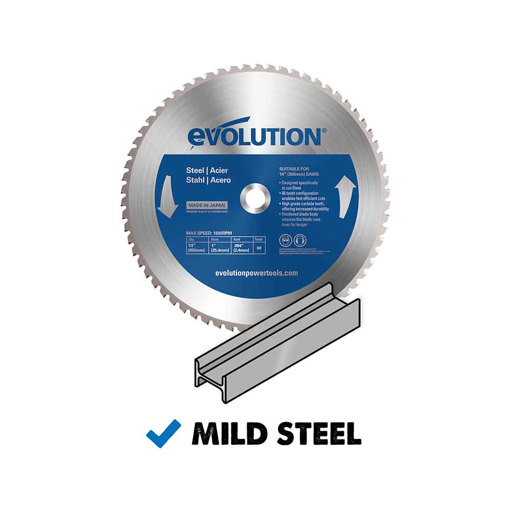 Evolution 355mm Mild Steel Cutting 66T Chop Saw Blade
