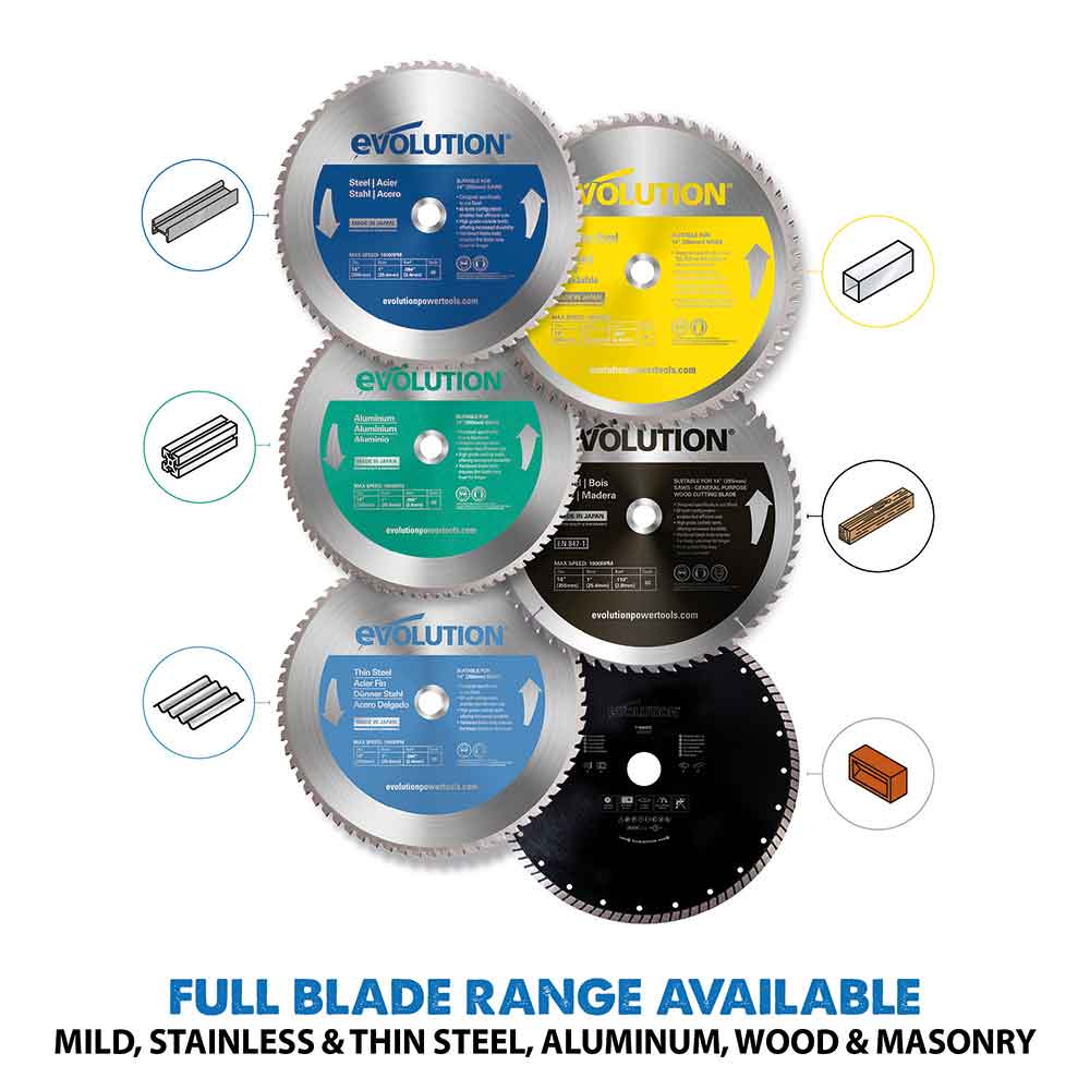 Evolution 355mm Mild Steel Cutting 66T Chop Saw Blade