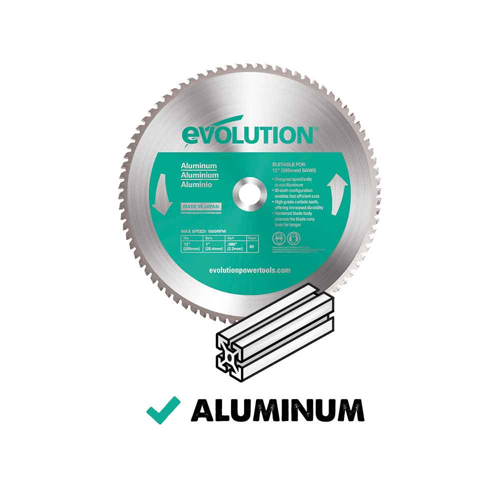 Evolution 355mm Aluminium Cutting 80T TCT Chop Saw Blade