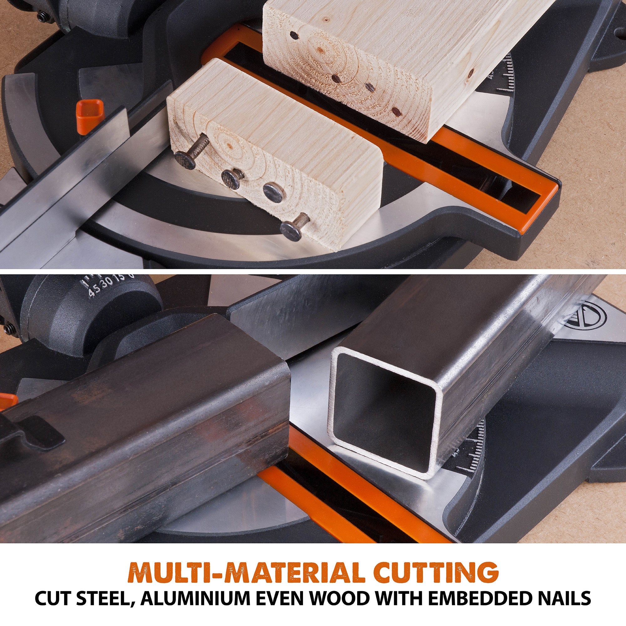 Evolution R210CMS+ 210mm 1200w Compound Mitre Saw With TCT Multi-Material Cutting Blade