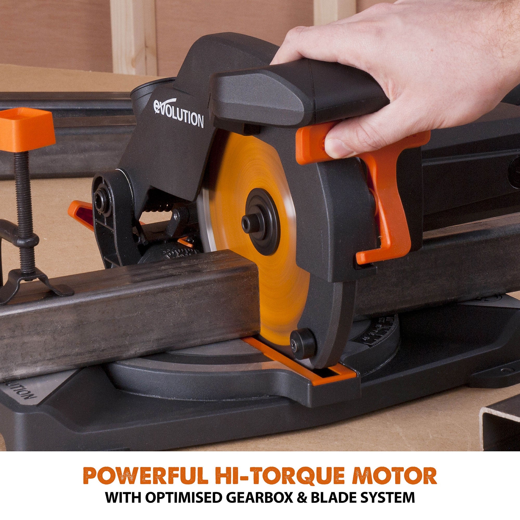 Evolution R210CMS+ 210mm 1200w Compound Mitre Saw With TCT Multi-Material Cutting Blade