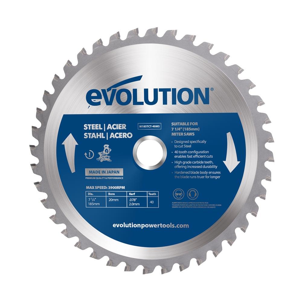Evolution 185mm Mild Steel Cutting 40T TCT Mitre & Chop Saw Blade