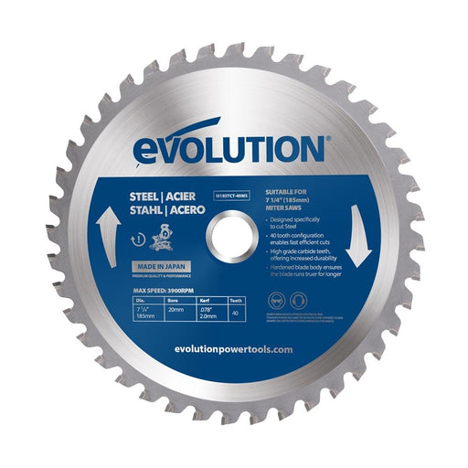 Evolution 185mm Mild Steel Blade 40T (For Mitre Saws Only) - Evolution Power Tools UK