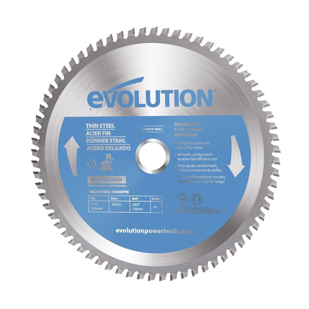 Evolution 185mm Thin Steel Mitre Saw Blade 68T