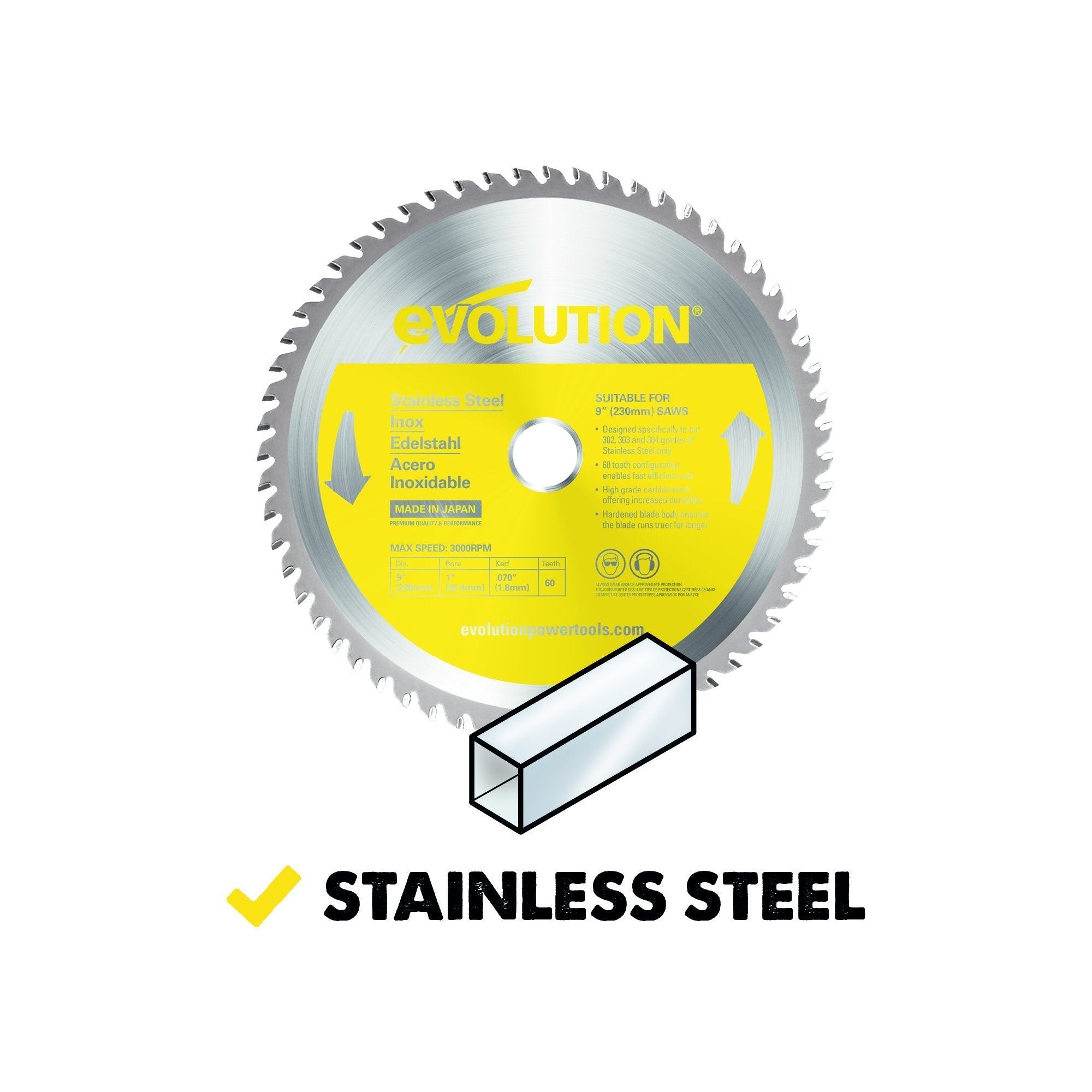 Evolution 210mm Stainless Steel Cutting 54T TCT Circular Saw Blade