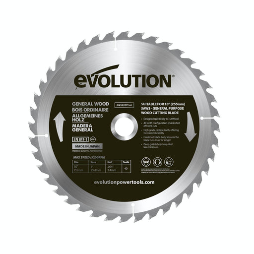 Evolution 255mm General Wood Blade 40T - Evolution Power Tools UK