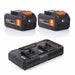 Evolution Cordless Dual Port Li-Ion 18v EXT Fast Charger & Double Battery Pack Bundle