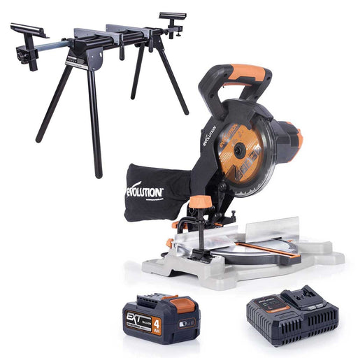 Evolution Cordless 18v EXT Li-Ion R185CMS-Li Compound Mitre Saw & Stand Bundle - Evolution Power Tools UK