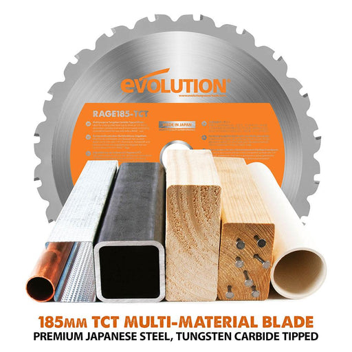 Evolution R185CCSX+ 185mm Circular Saw with TCT Multi-Material Cutting Blade (Refurbished - Like New) - Evolution Power Tools UK