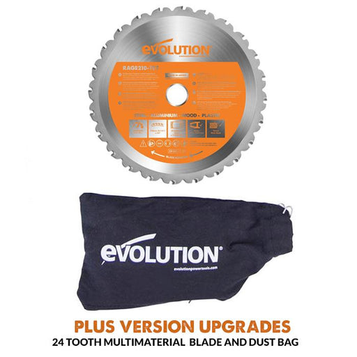 Evolution R210CMS+ 210mm 1200w Compound Mitre Saw With TCT Multi-Material Cutting Blade - Evolution Power Tools UK