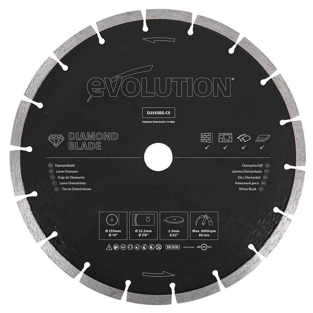 Evolution R255DCT Diamond Disc Cutter Blade Variety Pack 22.2mm Bore