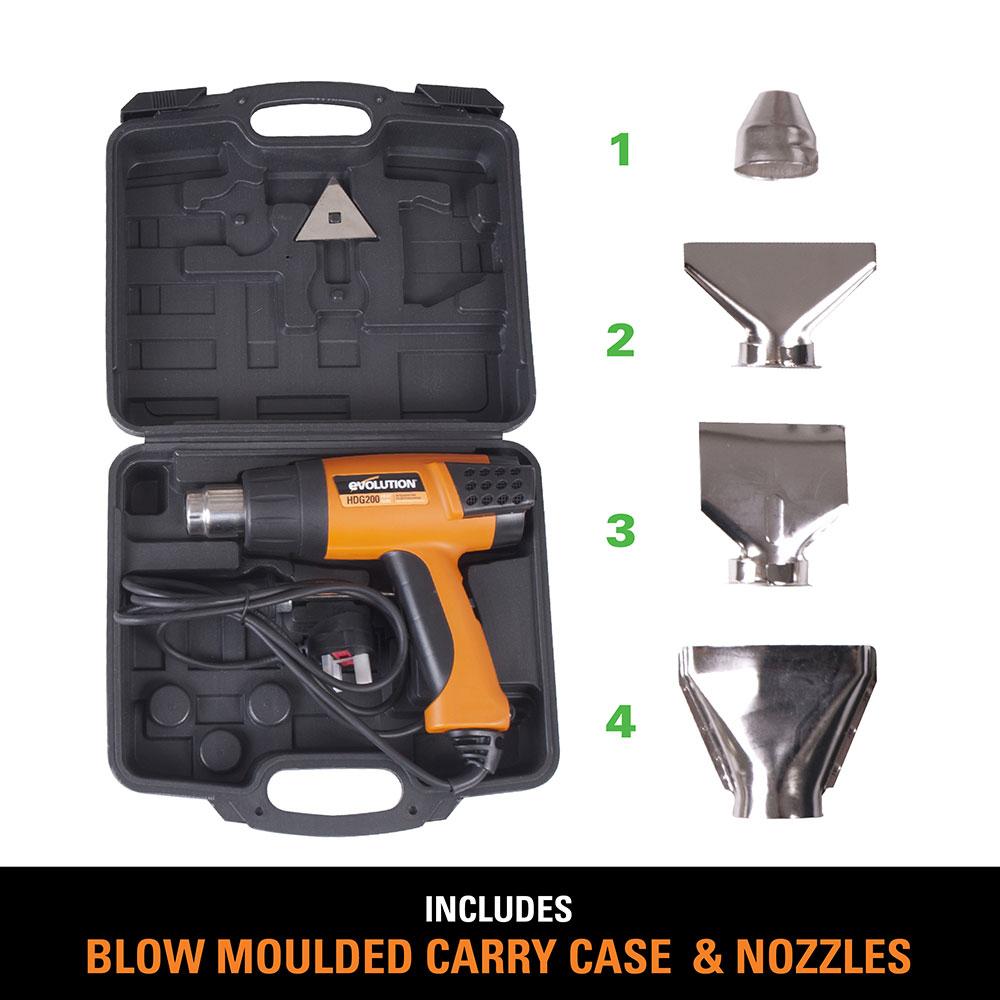 Evolution HDG200 Professional Adjustable 2,000 Watt Digital Heat Gun with LCD Screen(230v)