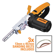 Ponceuse à bande fine électrique Evolution 400 W, lime électrique 230 V avec 3 bandes abrasives