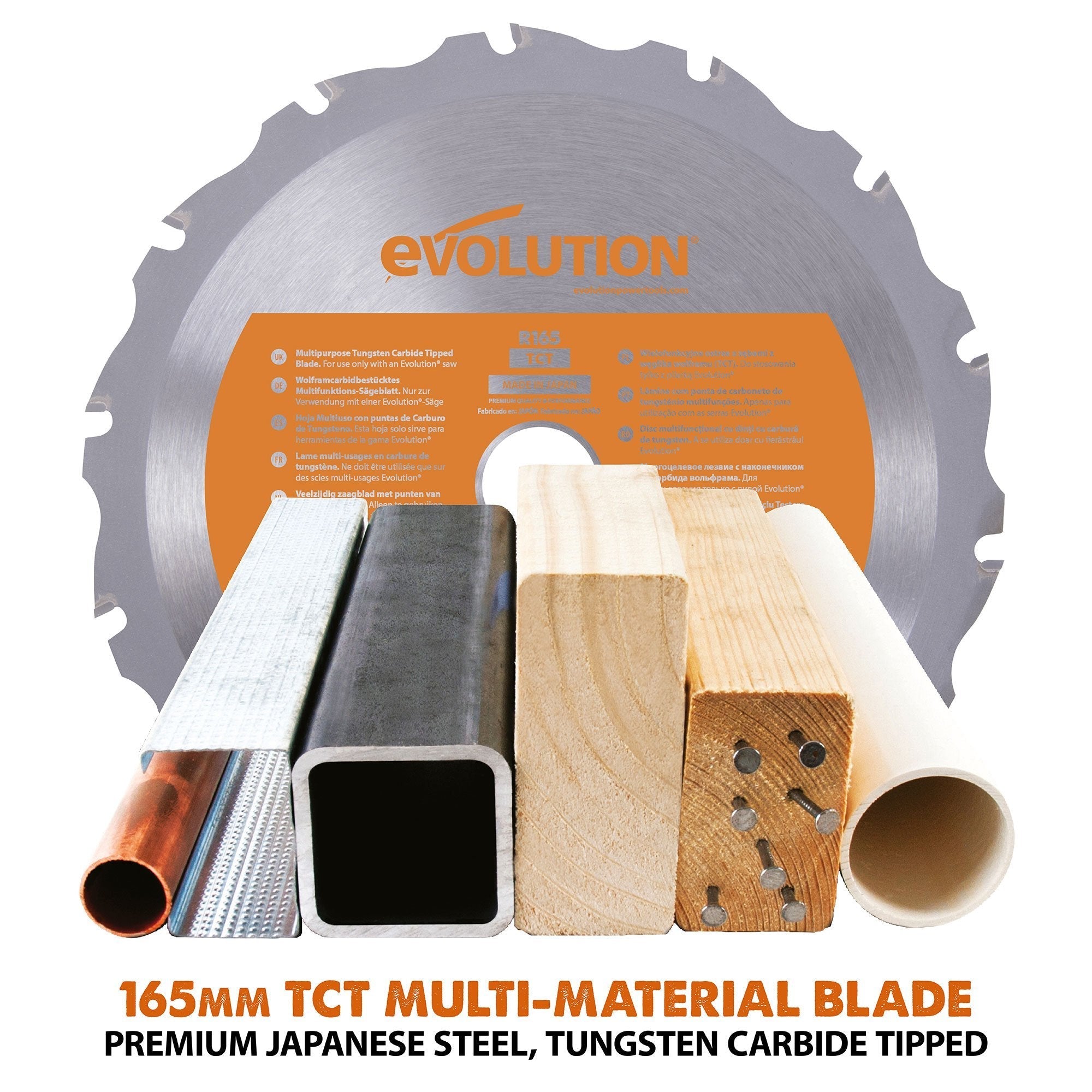 Scie circulaire Evolution R165CCSL 165 mm avec lame de coupe multi-matériaux TCT