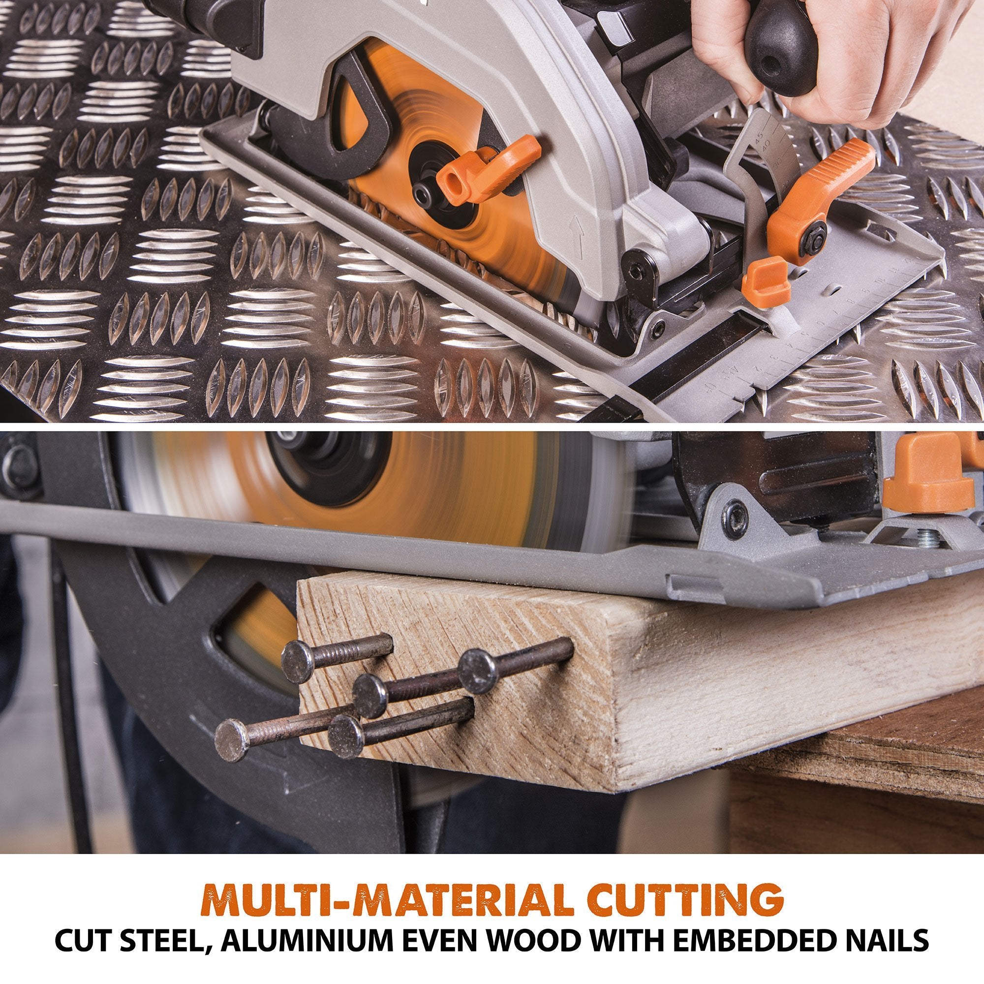 Scie circulaire Evolution R165CCSL 165 mm avec lame de coupe multi-matériaux TCT