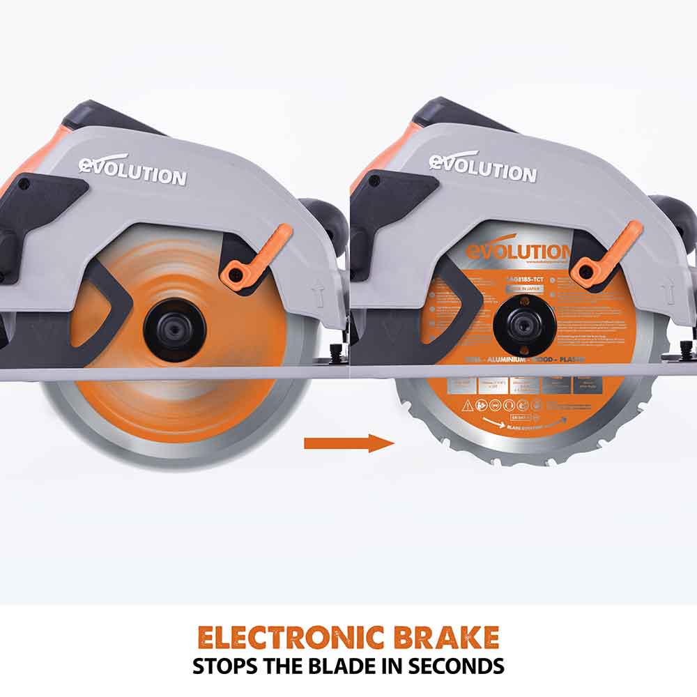 Scie circulaire Evolution R185CCSL 185 mm avec lame de coupe multi-matériaux TCT