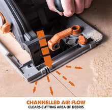 Evolution R185CCSX 185mm Circular Saw with 1020mm 3-piece Mini Track and TCT Multi-Material Cutting Blade