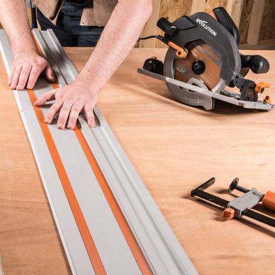Evolution R185CCSX+ Handheld Circular Saw and 1.4m Track Bundle (2x700mm)