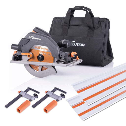 Evolution R185CCSX+ Circular Saw with TCT Multi-Material Cutting Blade and 1.4m Track - Evolution Power Tools UK