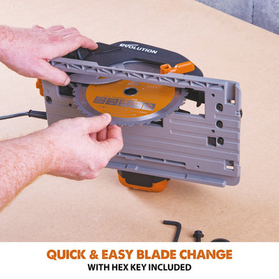 Evolution R185CCSX+ Handheld Circular Saw and 1.4m Track Bundle (2x700mm)