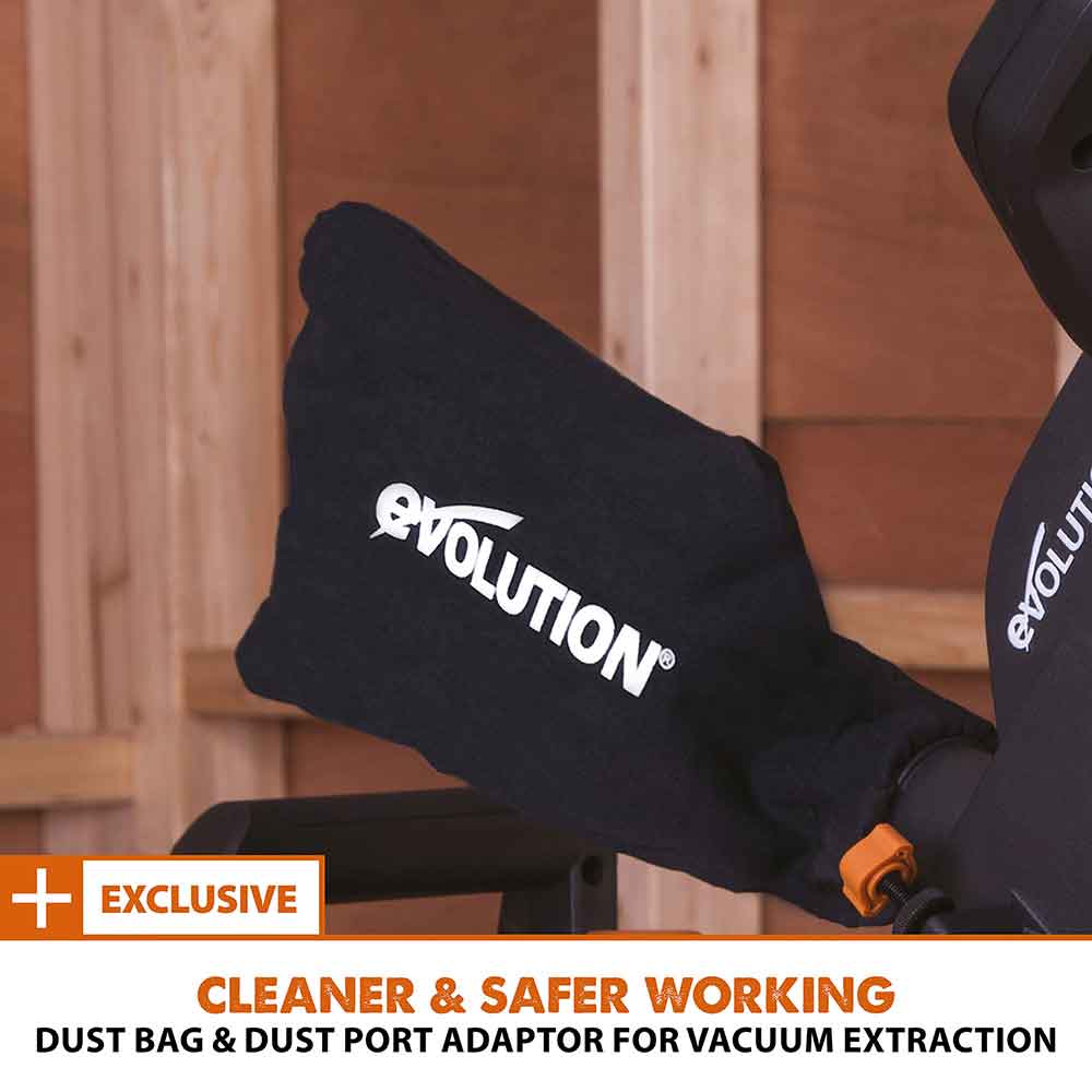 Evolution R185SMS+ 185mm Sliding Compound Mitre Saw With TCT Multi-Material Cutting Blade (230V)