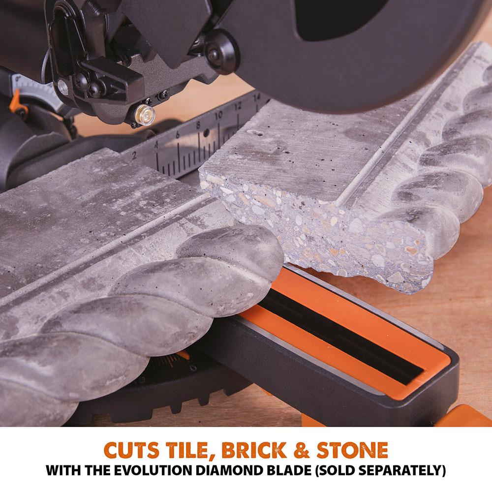 Evolution R210SMS+ 210mm Sliding Compound Mitre Saw With TCT Multi-Material Cutting Blade