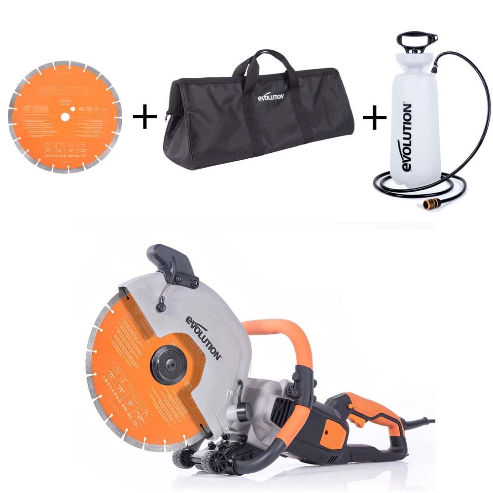 R300DCT+ Electric Disc Cutter with Hand Pump Water Bottle, Bag & Extra Blade Bundle