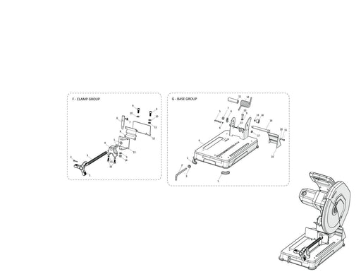 Evolution R355CPS: Spares (Base Section) - Evolution Power Tools UK