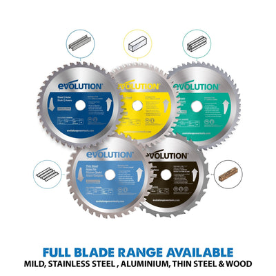 Evolution S185CCSL 185mm Metal Cutting Circular Saw with TCT Mild Steel Cutting Blade